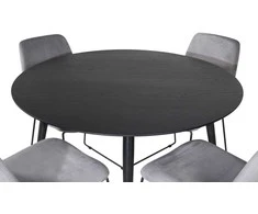 Venture Design Valgomojo stalas, Dipp, 115 cm, Juodas, Valgomasis kėdė, Muce, 63x84x43 cm, Pilka