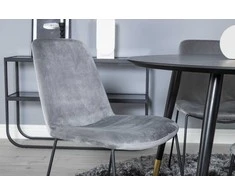 Venture Design Valgomojo stalas, Dipp, 115 cm, Juodas, Valgomasis kėdė, Muce, 63x84x43 cm, Pilka