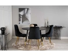 Venture Design Valgomojo stalas, Dipp, 115 cm, Juodas, Velnio prabanga kėdė, 66x88.5x50 cm, Juoda