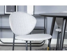 Venture Design Valgomojo stalas, Dipp, ⌀115 cm, Juodas / Valgomasis kėdė, Vault, 61.5x80x46 cm, Pilka
