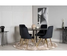 Venture Design Valgomojo stalas, Dipp, 115 cm, Juodas, Velnio prabanga kėdė, 66x88.5x50 cm, Juoda