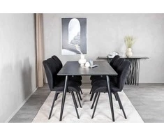Venture Design Valgomojo stalas, Dipp, 180x90 cm, Juoda furniruotė, Valgomasis kėdė, Gemma, Juoda
