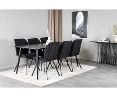 Venture Design Valgomojo stalas, Dipp, 180x90 cm, Juoda furniruotė, Valgomasis kėdė, Gemma, Juoda