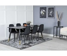Venture Design Valgomojo stalas, Dipp, 180x90 cm, Juodas / Valgomasis kėdė, Polar Diamond, 52x86x44 cm, Juoda