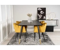 Venture Design Valgomojo stalas, Dipp, 180x90 cm, Juodas, Kėdė, Limhamn, Aukso