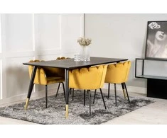 Venture Design Valgomojo stalas, Dipp, 180x90 cm, Juodas, Kėdė, Limhamn, Aukso
