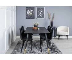 Venture Design Valgomojo stalas, Dipp, 180x90 cm, Juodas / Valgomasis kėdė, Polar Diamond, 52x86x44 cm, Juoda