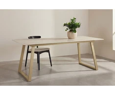Venture Design Valgomojo stalas Estelle 200x90 cm, smėlio/beige marmuro imitacijos