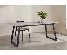 Venture Design Valgomojo stalas Estelle 200x90 cm, juodas/tamsiai pilkas