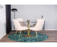 Venture Design Valgomojo stalas, Estelle, ⌀106 cm, Pilka marmuras / Valgomasis kėdė, Velvet Deluxe, 66x88.5x50 cm, Beždžionės spalva