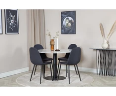 Venture Design Valgomojo stalas, Estelle, 106 cm, Balta, Valgomasis kėdė, Polar, 53x87x44 cm, Juoda