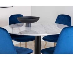 Venture Design Valgomojo stalas, Estelle, 106 cm, Balta, Kėdė, Polar, 52x86x44 cm, Mėlyna