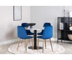 Venture Design Valgomojo stalas, Estelle, 106 cm, Balta, Kėdė, Polar, 52x86x44 cm, Mėlyna