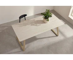 Venture Design Valgomojo stalas Estelle 200x90 cm, smėlio/beige marmuro imitacijos