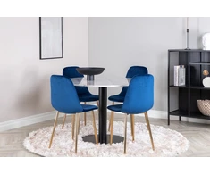Venture Design Valgomojo stalas, Estelle, 106 cm, Balta, Kėdė, Polar, 52x86x44 cm, Mėlyna