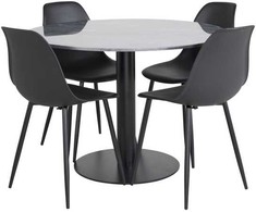 Venture Design Valgomojo stalas, Estelle, ø106 A75 cm, Juodas / Valgomasis kėdė, Polar, 58x81x45.5 cm, Juoda