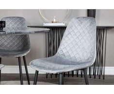 Venture Design Valgomojo stalas, Estelle, ø106x75 cm, Juodas, Valgomasis kėdė, Polar, 52x86x44 cm, Pilka
