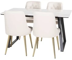 Venture Design Valgomojo stalas Estelle 140x90 cm Balto marmuro Juodas