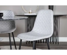 Venture Design Valgomojo stalas, Estelle, ø106x75 cm, Juodas / Valgomasis kėdė, Polar, 52x86x44 cm, Pilka
