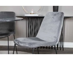 Venture Design Valgomojo stalas, Estelle, ø106x75 cm, Juodas / Valgomasis kėdė, Muce, 63x84x43 cm, Pilka