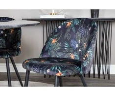 Venture Design Valgomojo stalas, Estelle, ø106x75 cm, Juodas / Valgomasis kėdė, Velvetas, 55x78x50.5 cm, Juoda