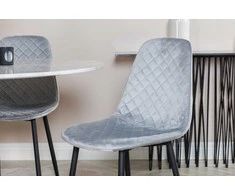 Venture Design Valgomojo stalas, Estelle, ø106x75 cm, Balta, Valgomasis kėdė, Polar, 52x86x44 cm, Pilka