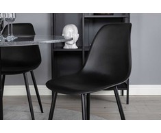 Venture Design Valgomojo stalas, Estelle, ø106 A75 cm, Juodas / Valgomasis kėdė, Polar, 58x81x45.5 cm, Juoda