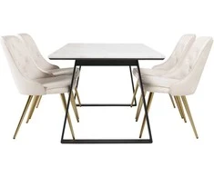 Venture Design Valgomojo stalas Estelle 140x90 cm Balto marmuro Juodas