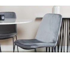 Venture Design Valgomojo stalas, Estelle, ø106x75 cm, Balta / Valgomasis kėdė, Muce, 63x84x43 cm, Pilka