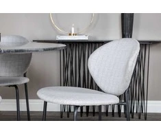 Venture Design Valgomojo stalas, Estelle, ø106x75 cm, Juodas / Valgomasis kėdė, Vault, 61.5x80x46 cm, Pilka
