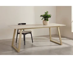 Venture Design Valgomojo stalas Estelle 200x90 cm, smėlio/beige marmuro imitacijos