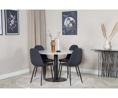 Venture Design Valgomojo stalas, Estelle, 106 cm, Balta, Valgomasis kėdė, Polar, 53x87x44 cm, Juoda