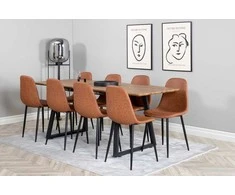 Venture Design Valgomojo stalas, Inca, 160x85 cm, ąžuolas, Valgomasis kėdė, Polar, 87x44 cm, ruda