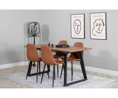 Venture Design Valgomojo stalas, Inka, 160x85 cm, ąžuolas, Valgomasis kėdė, Polaris, 87x44 cm, ruda