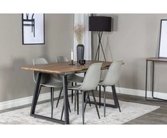 Venture Design Valgomojo stalas, Inka, 160x85 cm, ąžuolas / Valgomasis kėdė, Polaris, 81x45.5 cm, pilka