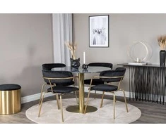 Venture Design Valgomojo stalas ir foteliai Estelle apvalus valgomojo stalas ir Arrow foteliai 106x75 cm juoda