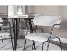 Venture Design Valgomojo stalas ir fotelio komplektas Plaza 100x75 cm juodas aksomas