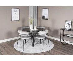 Venture Design Valgomojo stalas ir fotelio komplektas Plaza 100x75 cm juodas aksomas