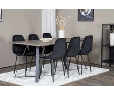 Venture Design Valgomojo stalas ir kėdės rinkinys, Marina ir Polar Diamond, 180x90 cm ir 52x86 cm, Juoda ir Pilka