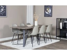 Venture Design Valgomojo stalas ir kėdės komplektas, Marina ir Polar, 180x90 cm ir 81x45.5 cm, Pilka ir Juoda