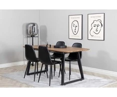 Venture Design Valgomojo stalas ir kėdės rinkinys, Inca ir Polar, 75,5x160x85 cm, Juoda