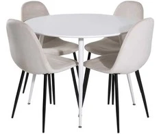 Venture Design Valgomojo stalas ir kėdės rinkinys, Plaza ir Polar, 100x53.3 cm, Balta ir kreminė.