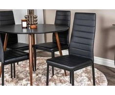 Venture Design Valgomojo stalas ir kėdės rinkinys, Plaza ir Slim, 100x48 cm, juoda ir riešutas