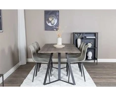Venture Design Valgomojo stalas ir kėdės komplektas, Marina ir Polar, 180x90 cm ir 81x45.5 cm, Pilka ir Juoda