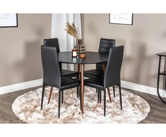 Venture Design Valgomojo stalas ir kėdės rinkinys, Plaza ir Slim, 100x48 cm, juoda ir riešutas