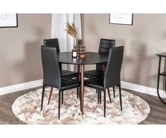 Venture Design Valgomojo stalas ir kėdės rinkinys, Plaza ir Slim, 100x48 cm, juoda ir riešutas