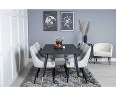 Venture Design Valgomojo stalas ir kėdės rinkinys, Dipp ir Plaza, 180x90 cm, Juoda ir Šviesiai Pilka