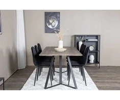 Venture Design Valgomojo stalas ir kėdės rinkinys, Marina ir Polar Diamond, 180x90 cm ir 52x86 cm, Juoda ir Pilka
