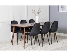 Venture Design Valgomojo stalas ir kėdės rinkinys Polar 180 cm riešutas juoda