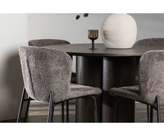 Venture Design Valgomojo stalas ir kėdžių komplektas Olivia ir Modesto 110 cm rudos ir smėlio spalvos MDF ir metalas